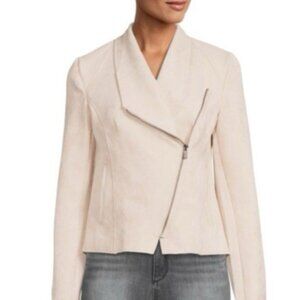 Carmen Marc Valvo Faux Suede Suit Jacket Blazer XL 14 16 Cream Beige Washable